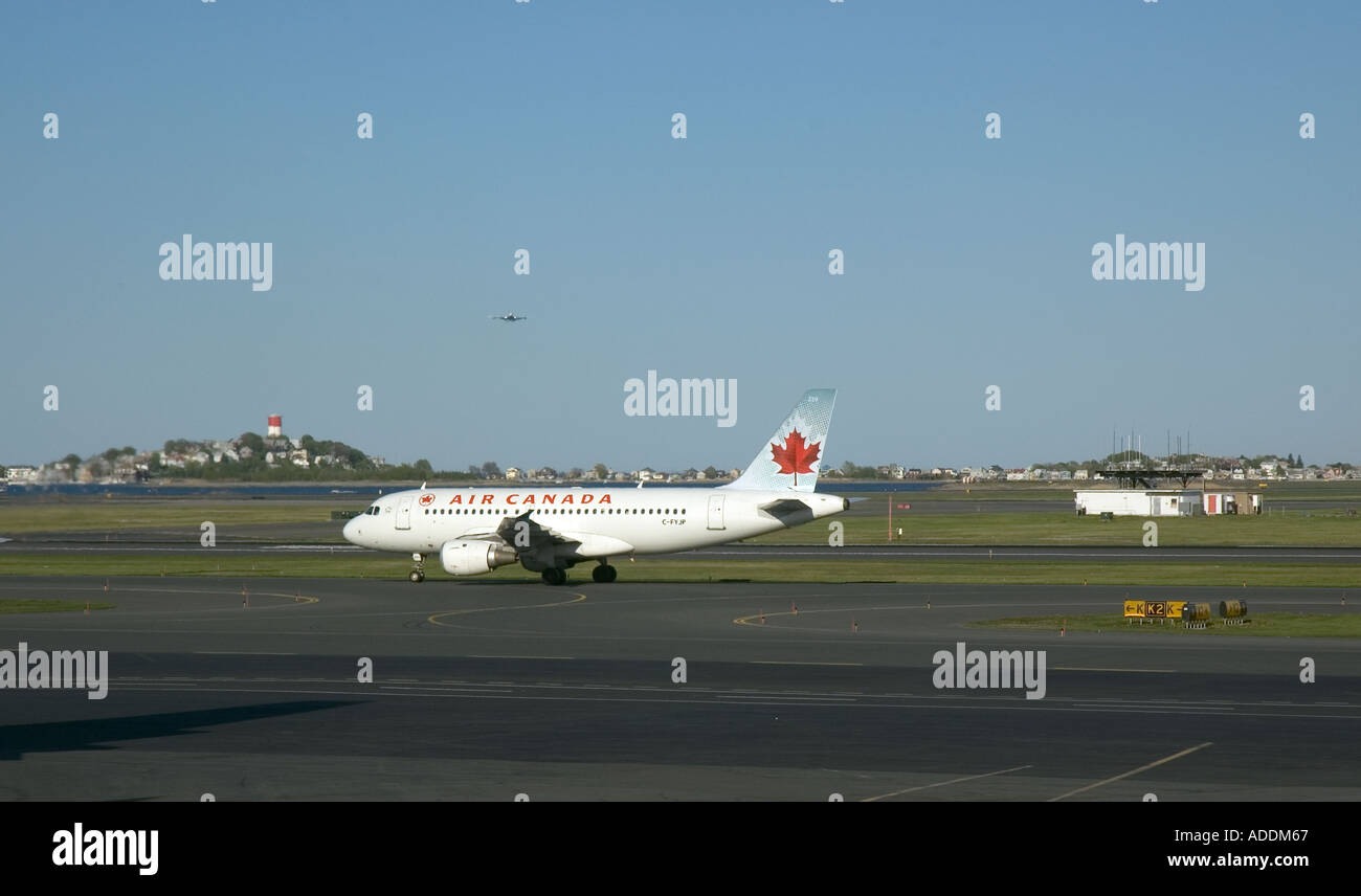An Air Canada passenger jet at Logan International Airport in Boston Massachusetts Stock Photo