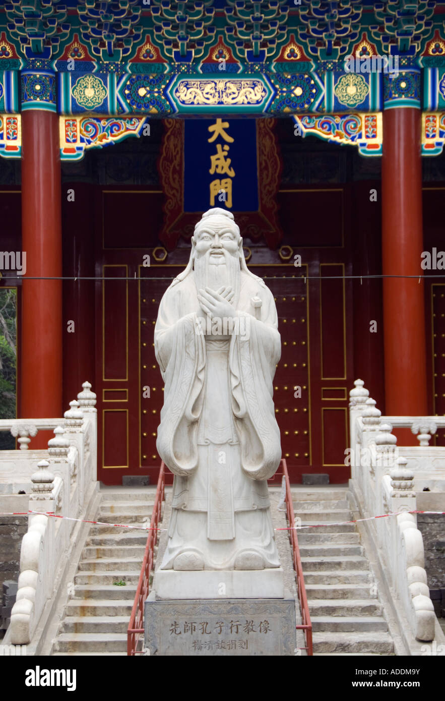 Statue of Confucius at Confucius Temple in Beijing Stock Photo