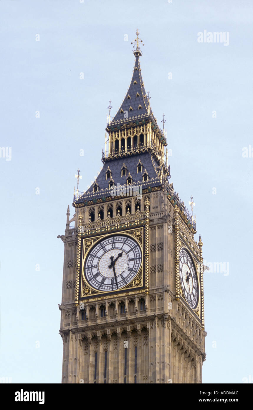 The Big Ben Clock Tower at the Houses of Parliament in Westminster London Stock Photo