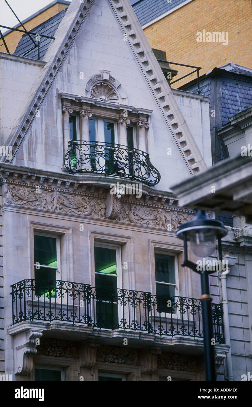 Terraced houses wrought iron balconies Pall Mall Central London Stock
