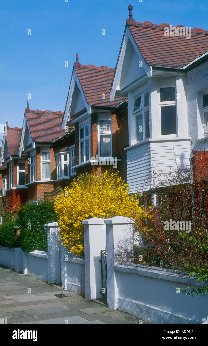 Edwardian houses in Landford Rd Putney West London street Stock Photo