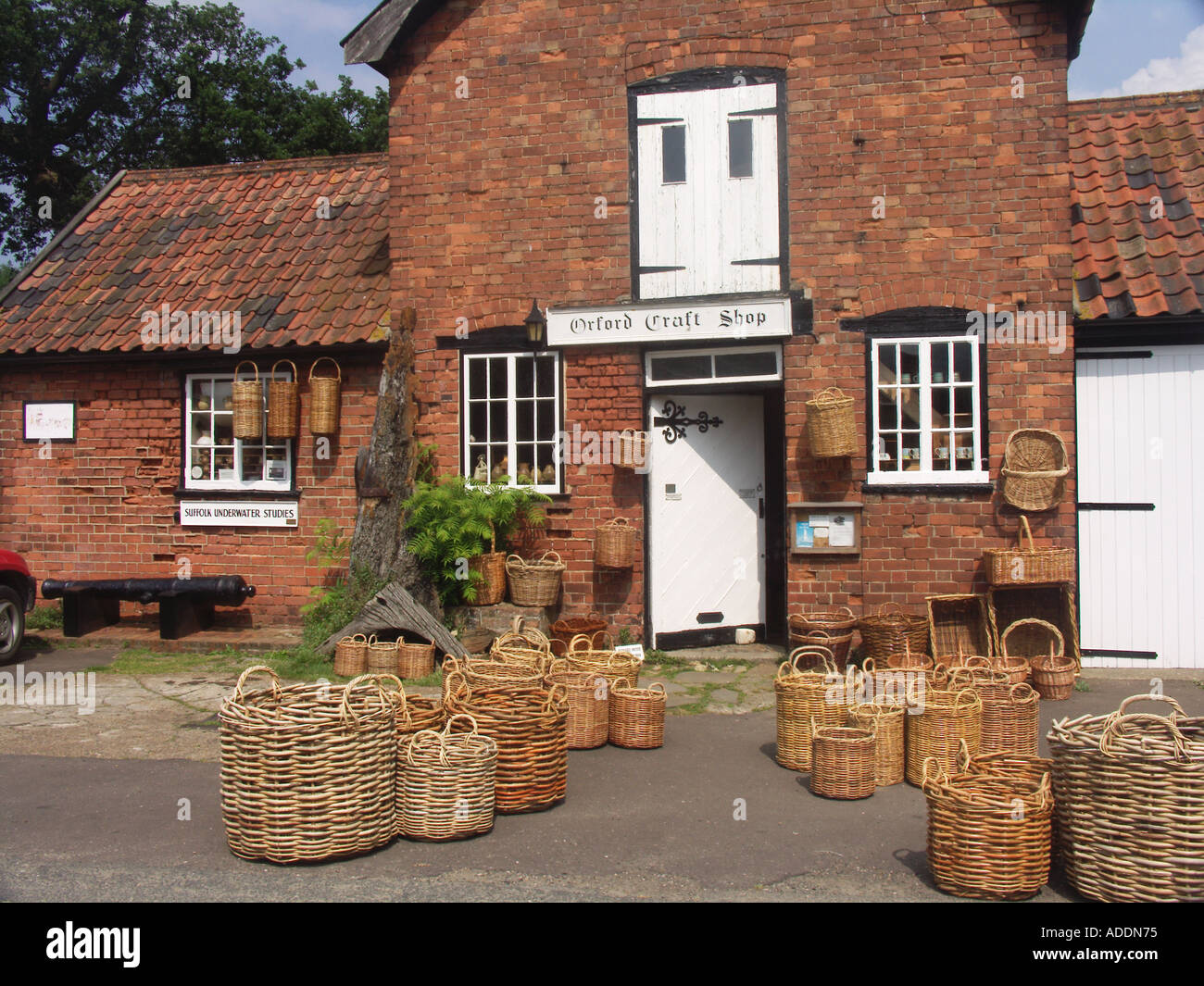 Craft shop selling baskets Orford Suffolk England Stock Photo Alamy