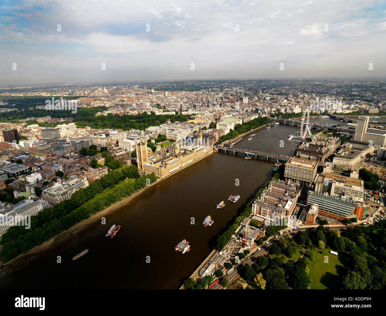 Aerial shot of Houses of Parliament, London Stock Photo