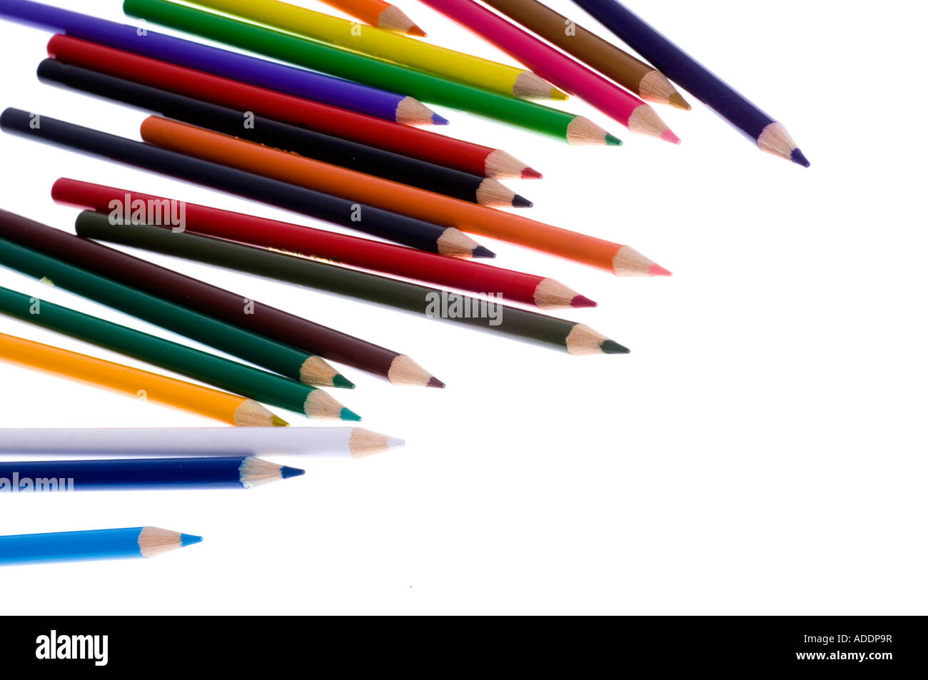 Coloring pencils spread on white background Stock Photo - Alamy