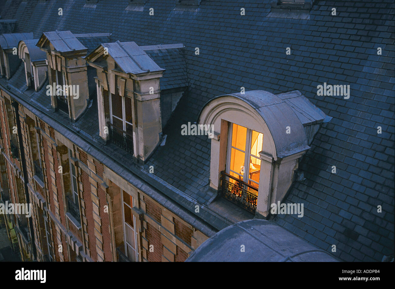 roof apartment light, Paris, France Stock Photo