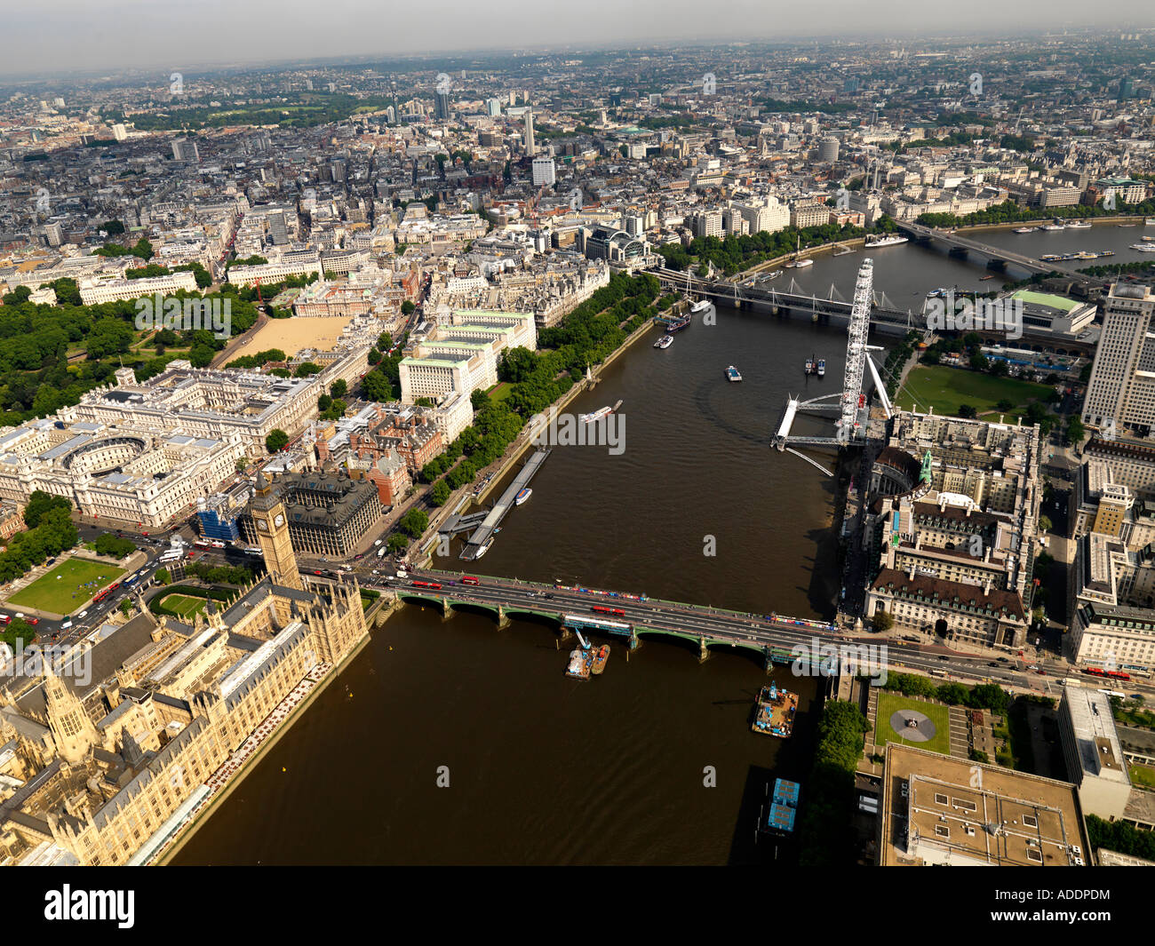 London Aerial showing Westminster Stock Photo