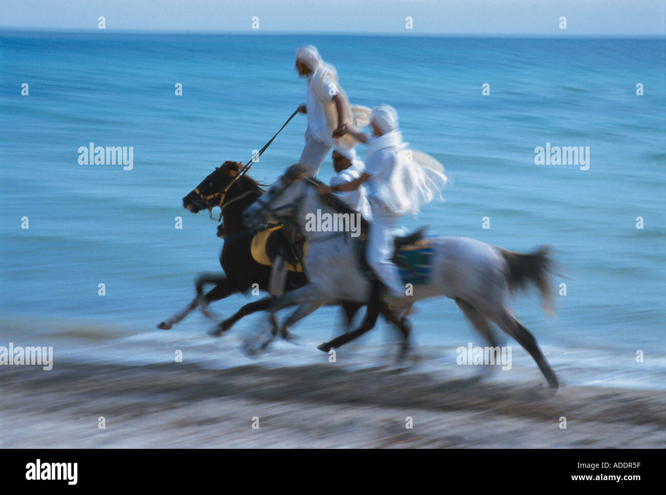 Reiter am Strand, Djerba Tunesien Stock Photo