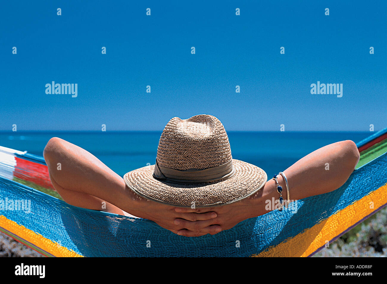 Woman relaxing in a hammock, Relaxation, Holiday, South Australia, Australia Stock Photo