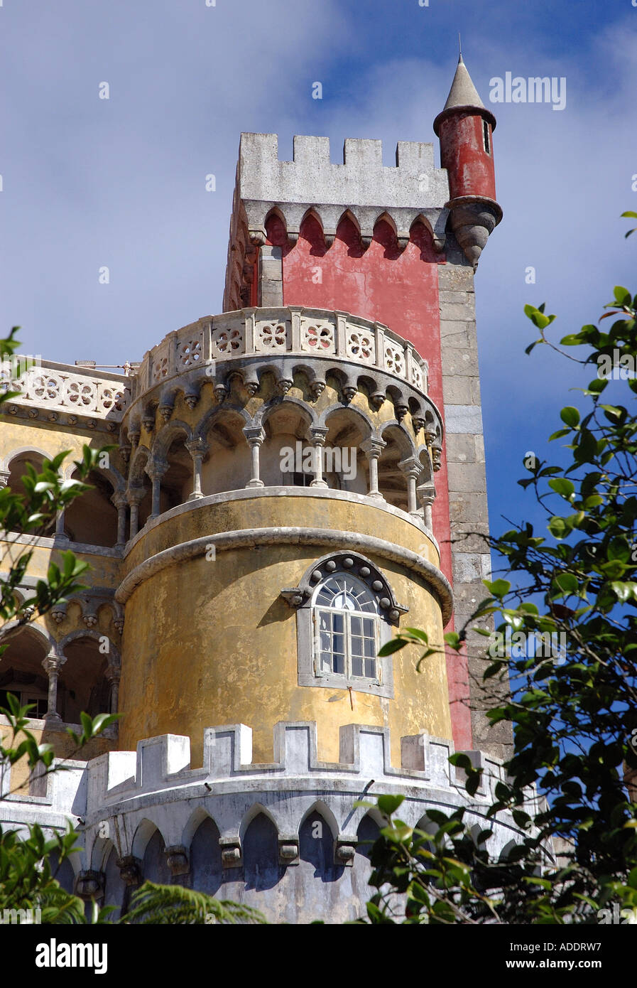 View of the colourful fairy medieval Palacio Pena Palace Sintra Lisbon Costa Lisboa Portugal Iberia Europe Stock Photo