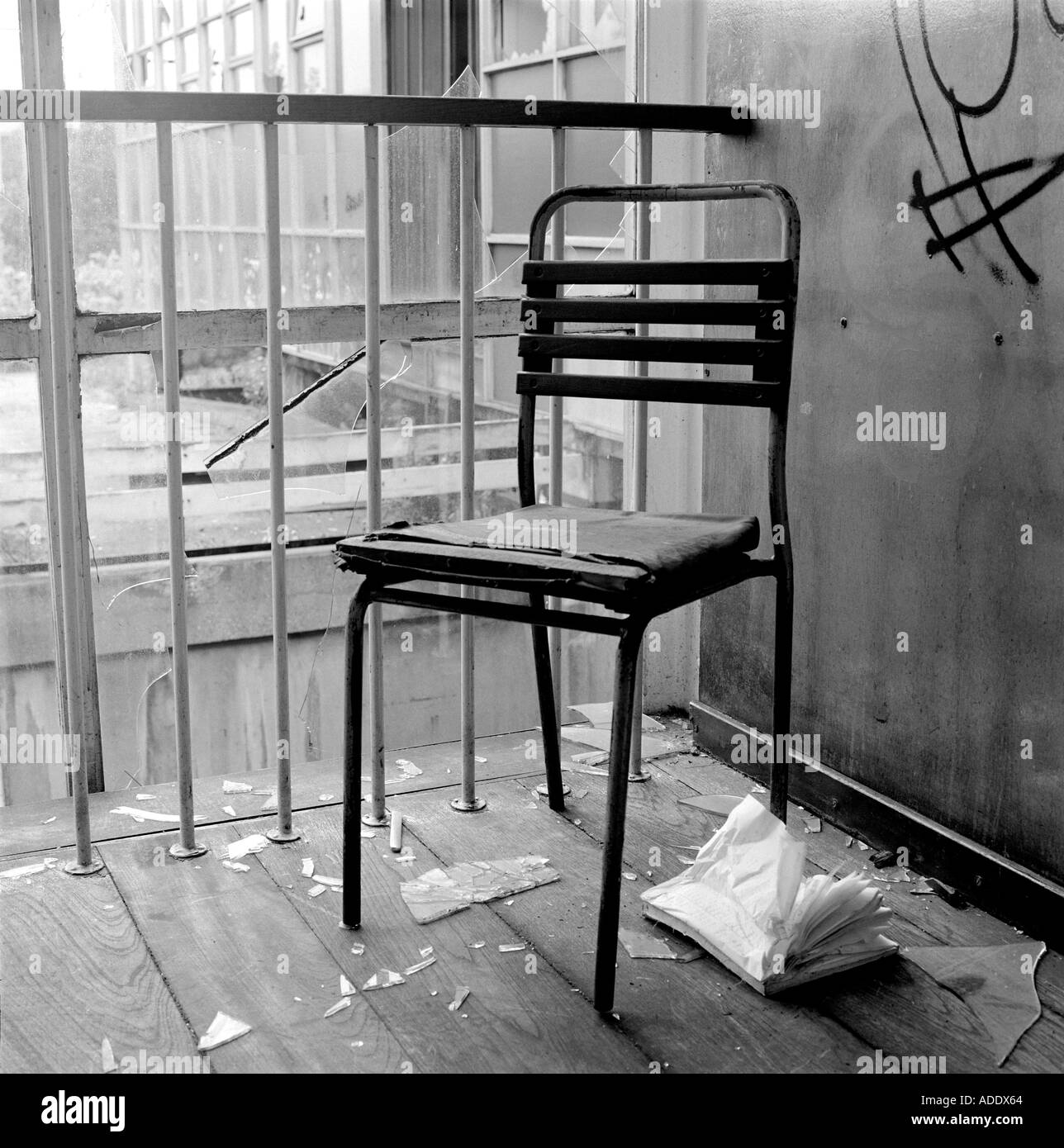chair with broken glass Stock Photo