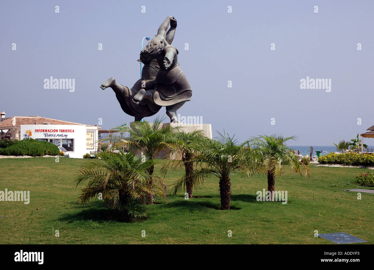 View of modern sculpture by the seafront Torremolinos Costa del Sol Sun Coast Andalusia Andalucía España Spain Iberia Europe Stock Photo