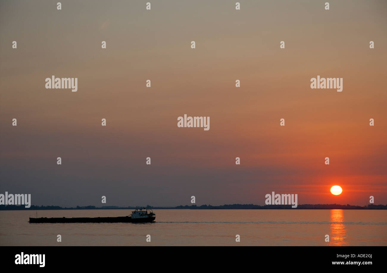 Sunset on Guaiba River, Porto Alegre, Brazil Stock Photo