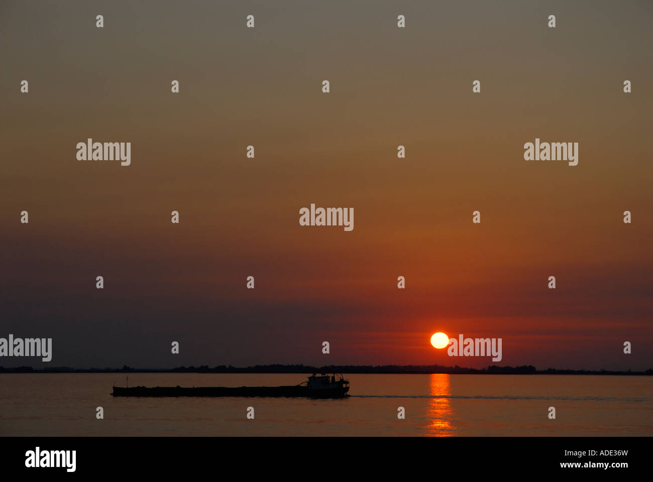 Sunset on Guaiba River, Porto Alegre, Brazil Stock Photo