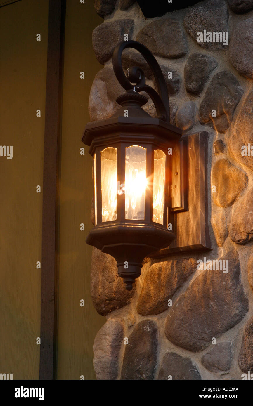 Exterior Lighting on Home Stock Photo