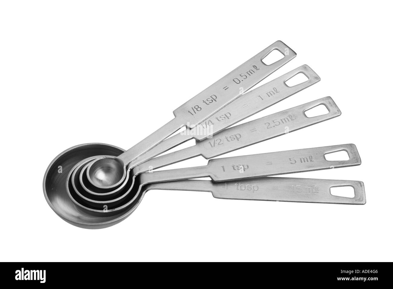 Various sizes of Measuring spoons Stock Photo