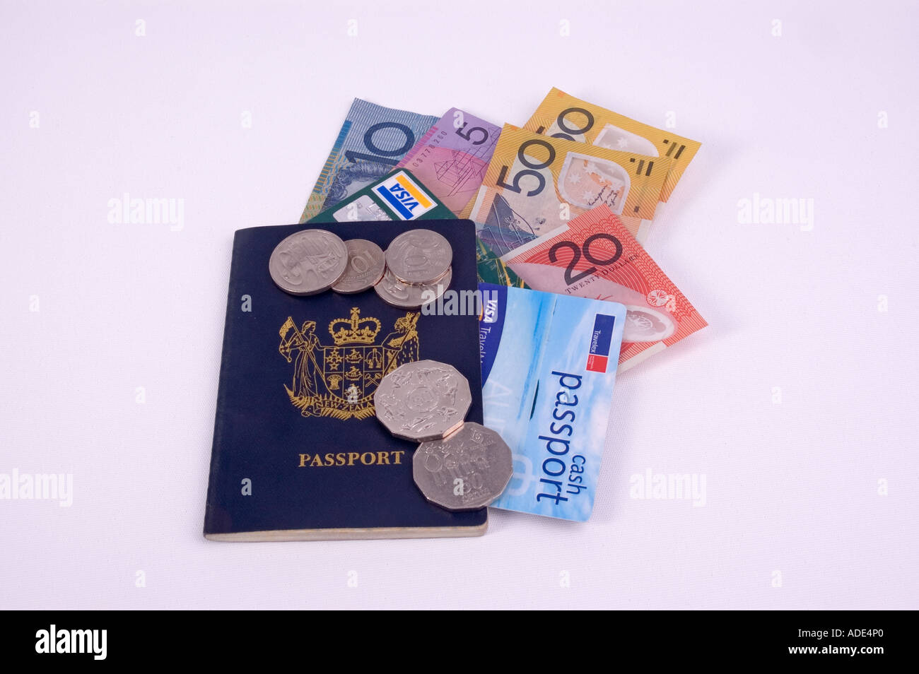 Australian currency notes, coins and credit card and New Zealand passport.  DSC 8707 Stock Photo - Alamy