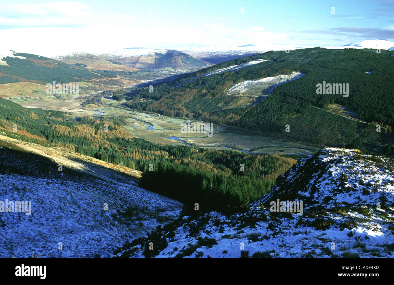 View to Strathyre forest and Loch Earn nr Balquidder Scotland UK Stock Photo