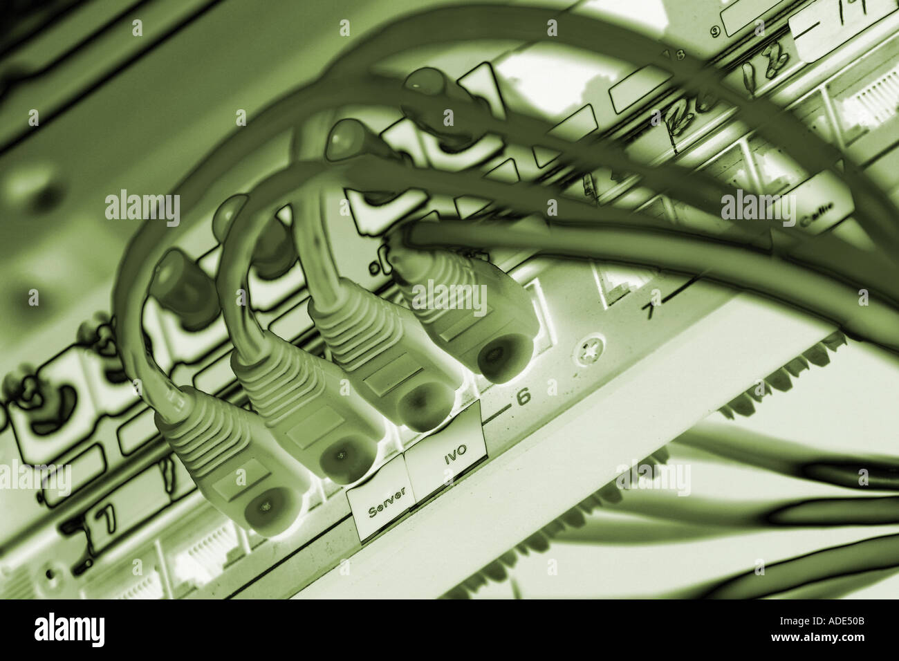 cables plugged into router Stock Photo Alamy