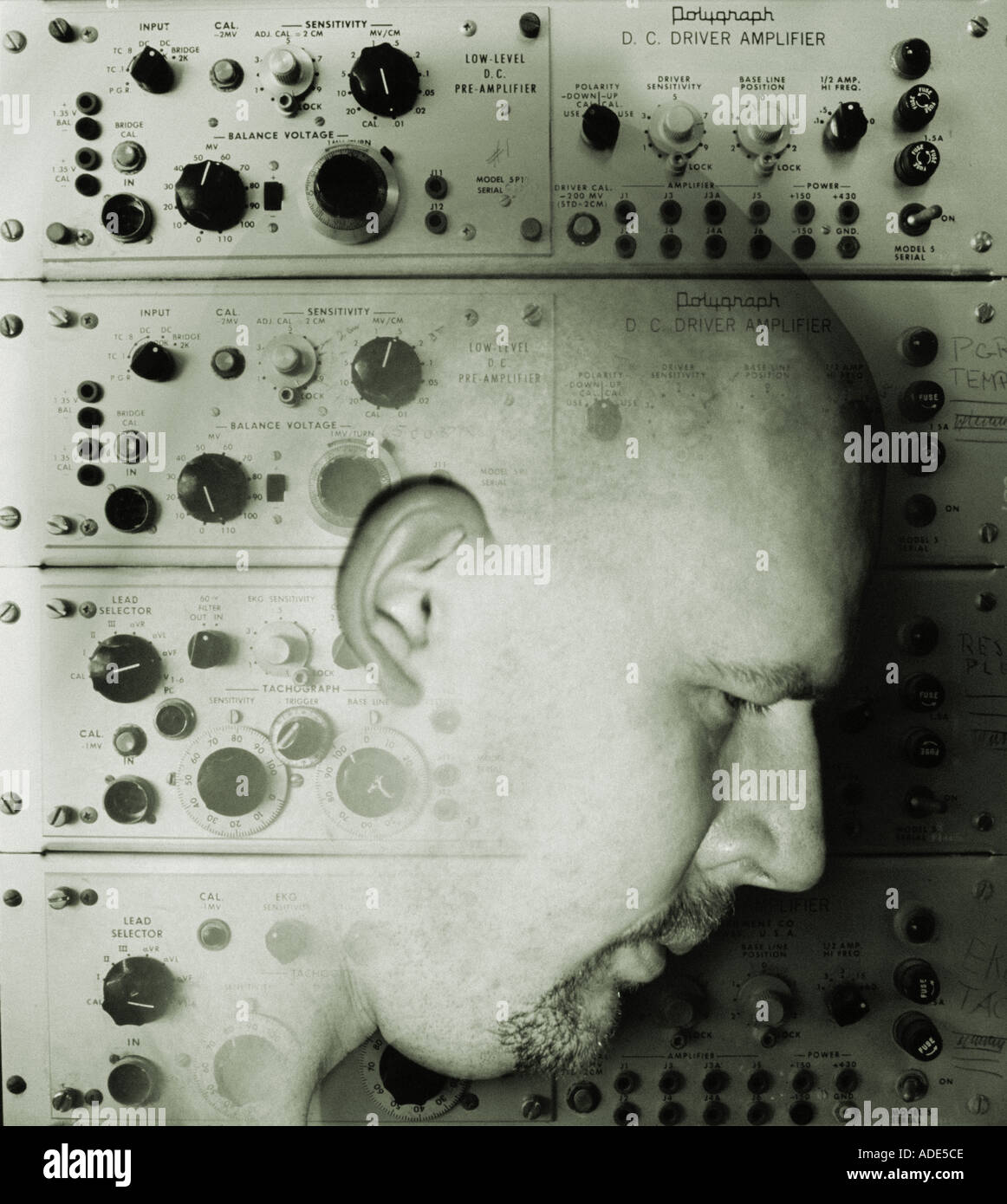 digital montage of man and polygraph machine Stock Photo - Alamy