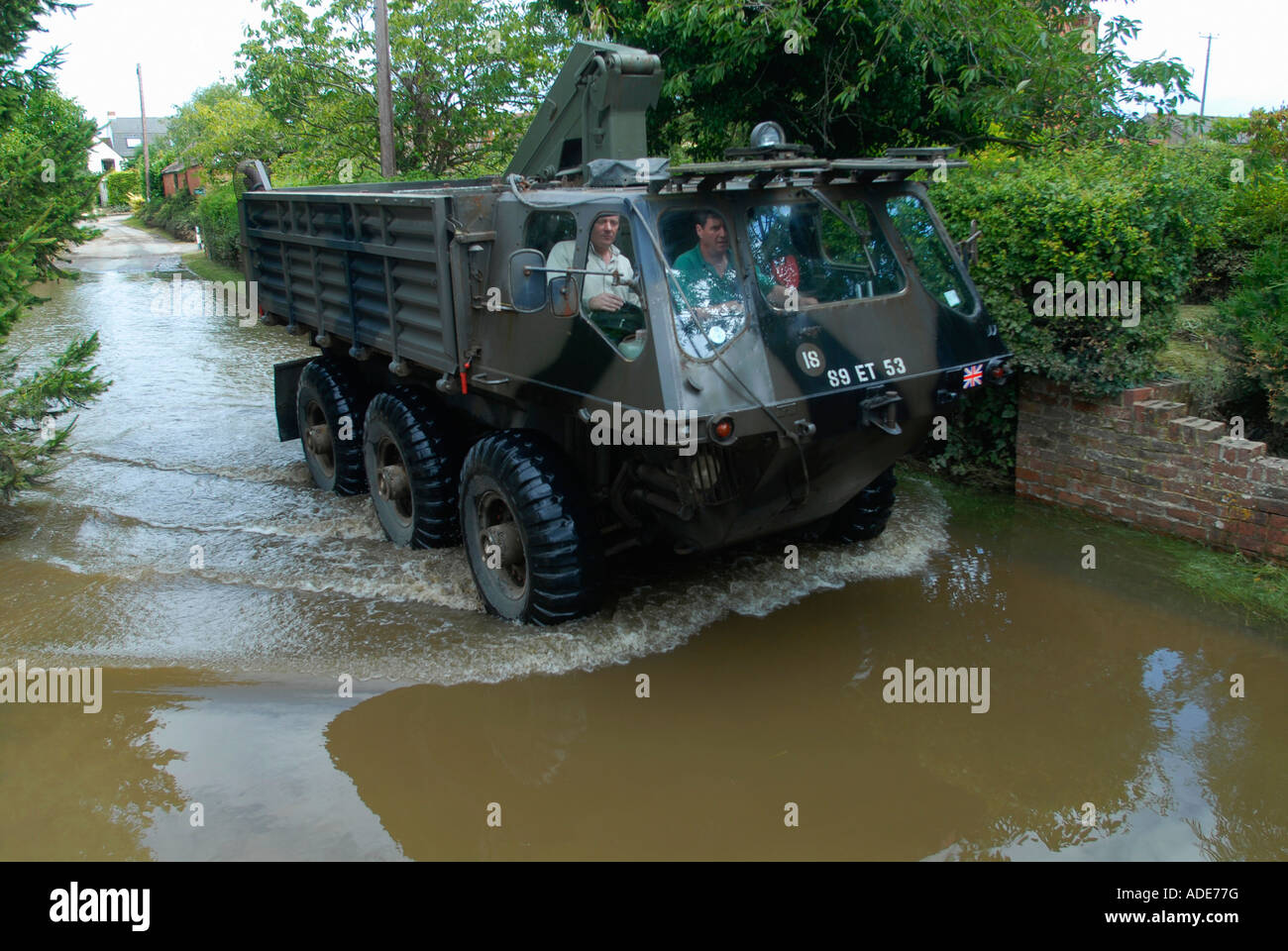 Kevin Lewis from Jersey driving his Alvis Stalwart amphibious vehicle Stock Photo