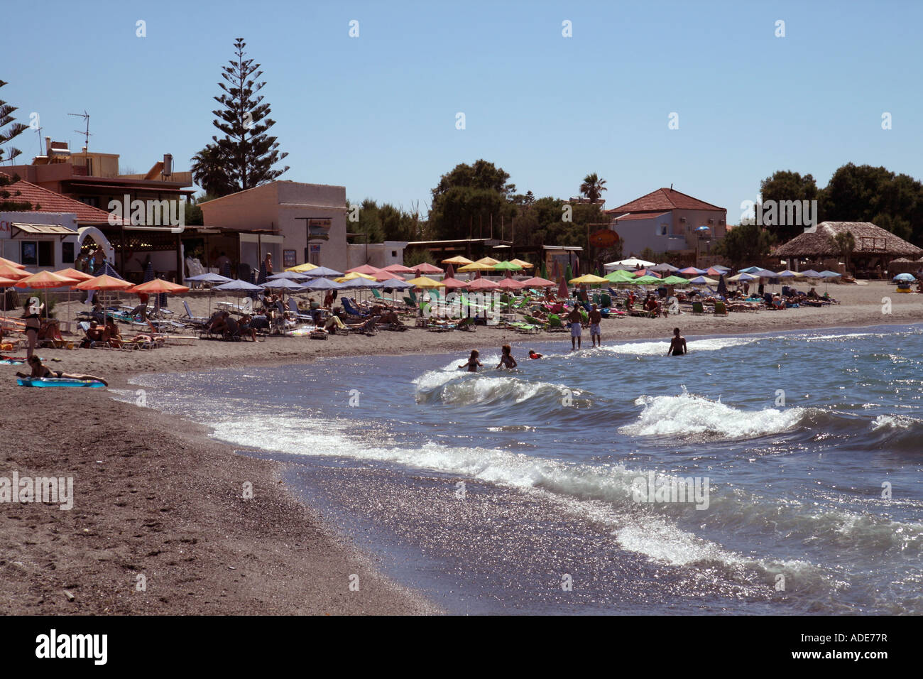 The beach at Platanias, Crete, Greece Stock Photo