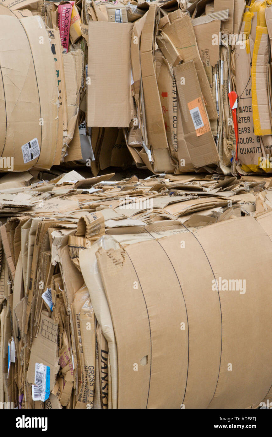 Cardboard Cartons Bundled for Recycle Pick Up Stock Photo - Alamy