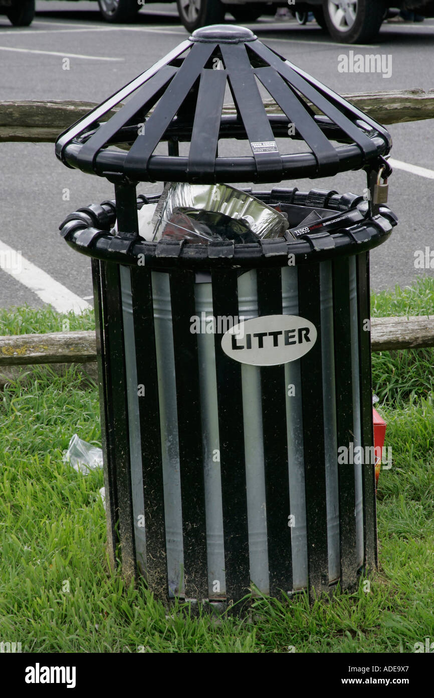 Litter bin provided by council for disposal of rubbish. Worthing, West