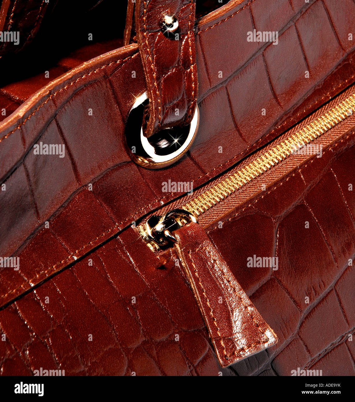 Detail of a Brown Leather Travel Bag. Picture by Paddy McGuinness paddymcguinness Stock Photo