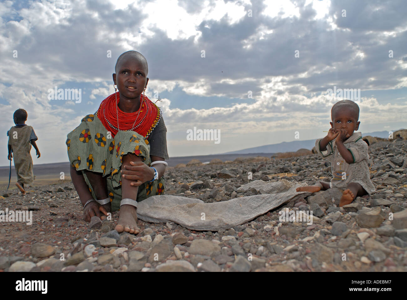 Children of El Molo tribe Lake Turkana Northern Kenya Stock Photo