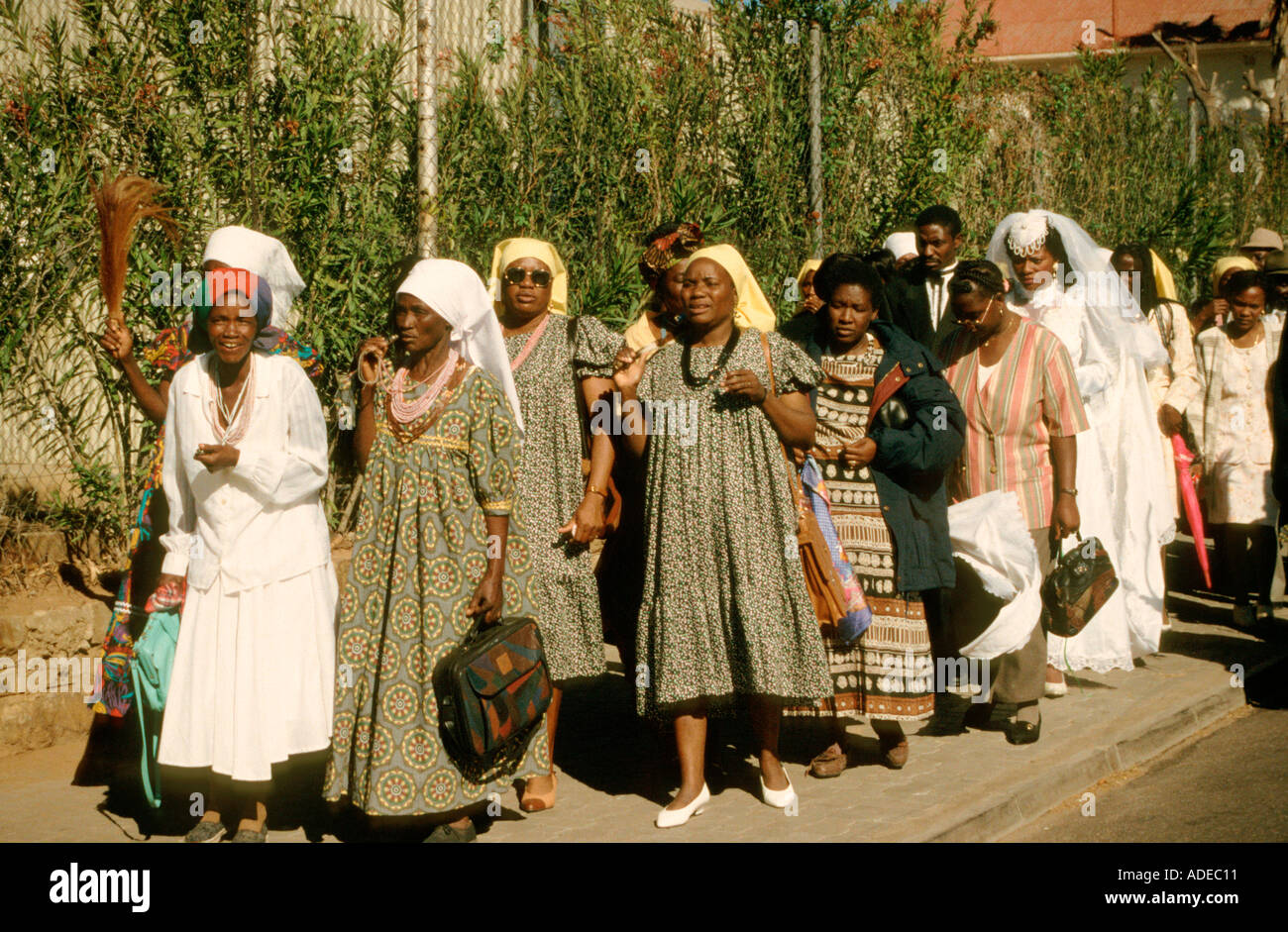 Traditional Ovambo wedding procession in Windhoek Namibia Stock Photo ...