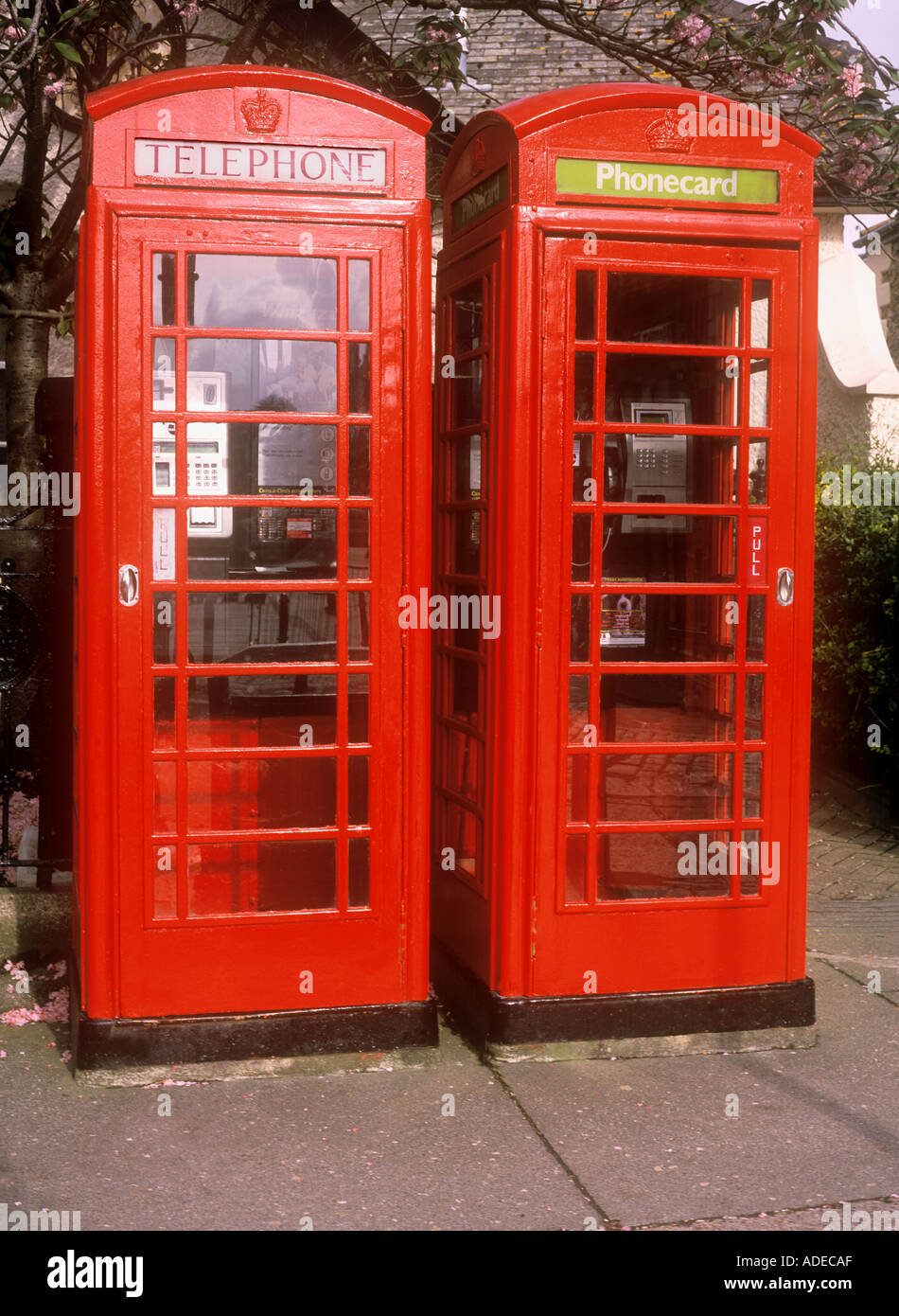 Two telephone boxes, Truro, Cornwall, UK Stock Photo