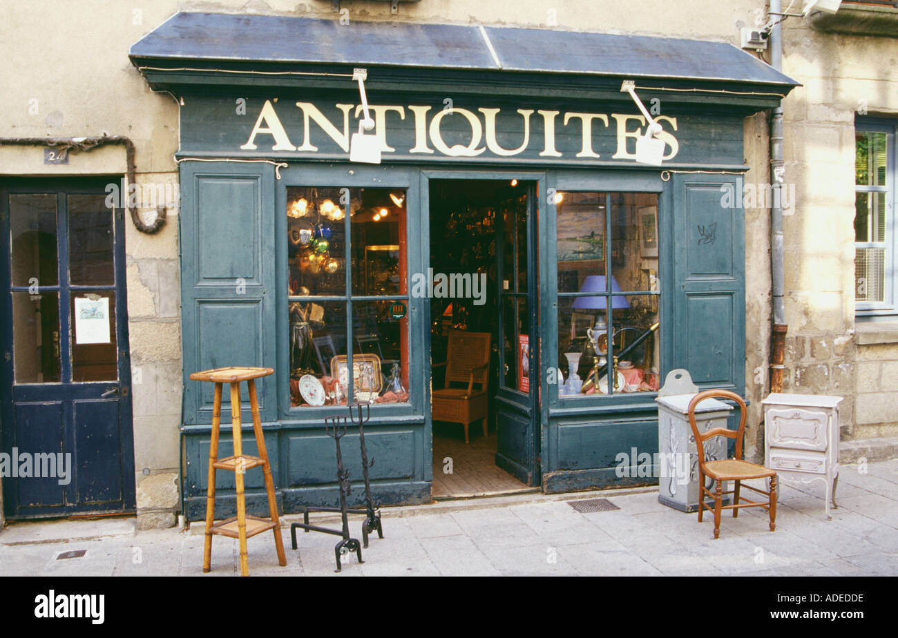 A typical bric a brac antiques shop in the medieval town of Guerande