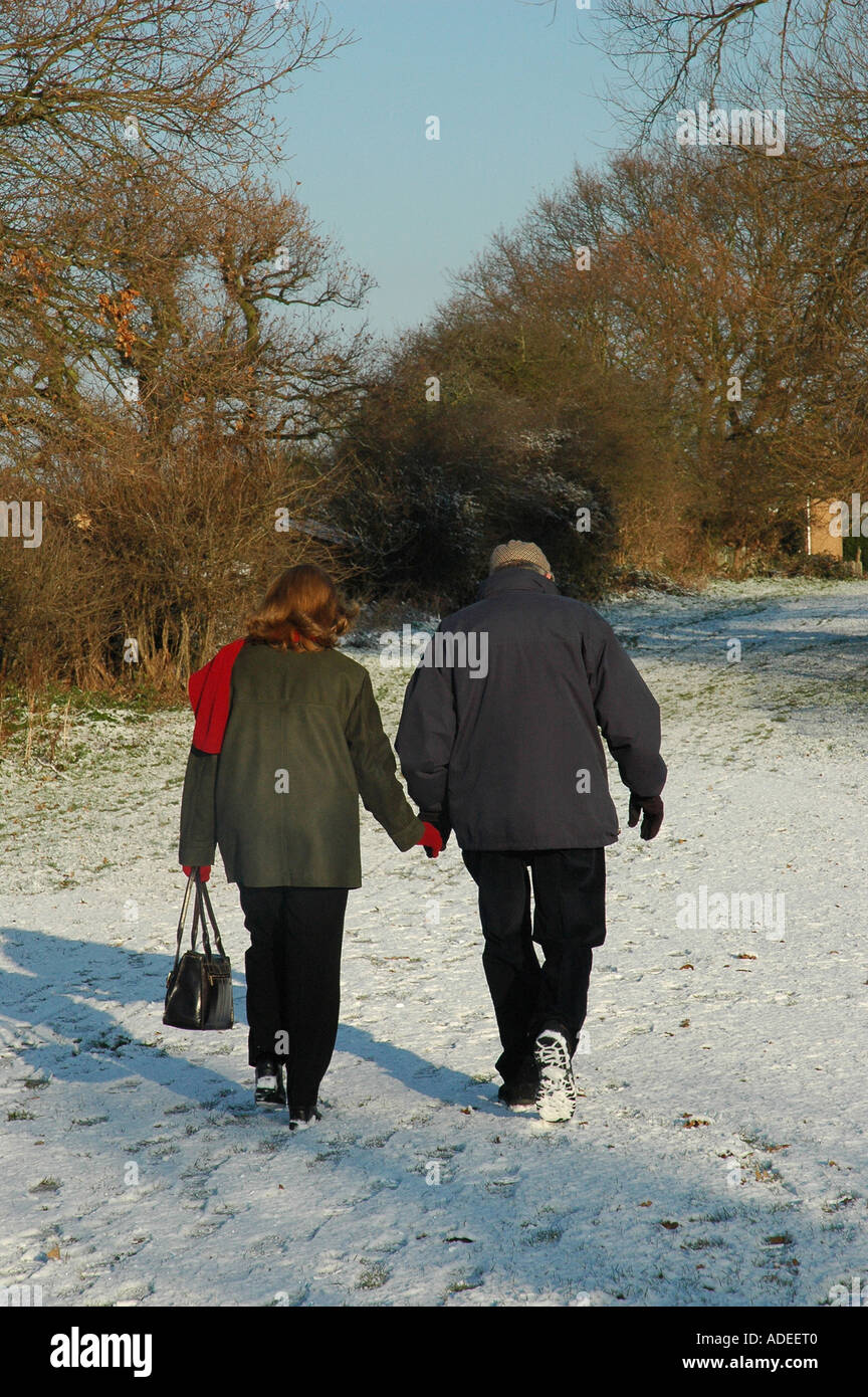 couple on romantic walk Stock Photo