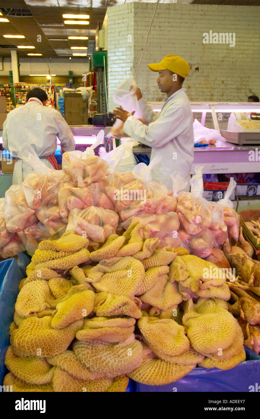 Chicken meat at Queens Market in Upton Park East London UK Stock Photo