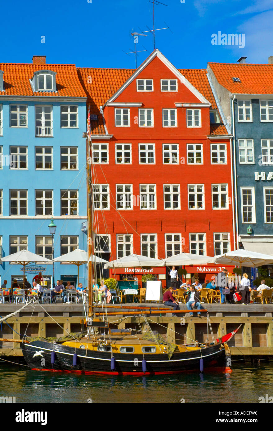 Nyhavn harbour in central Copenhagen Denmark Europe Stock Photo