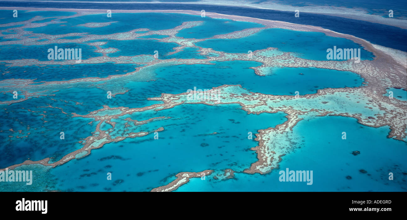 Australia. Queensland. Great Barrier Reef. Aerial view. Hardy Reef. Whitsunday Islands area. Stock Photo