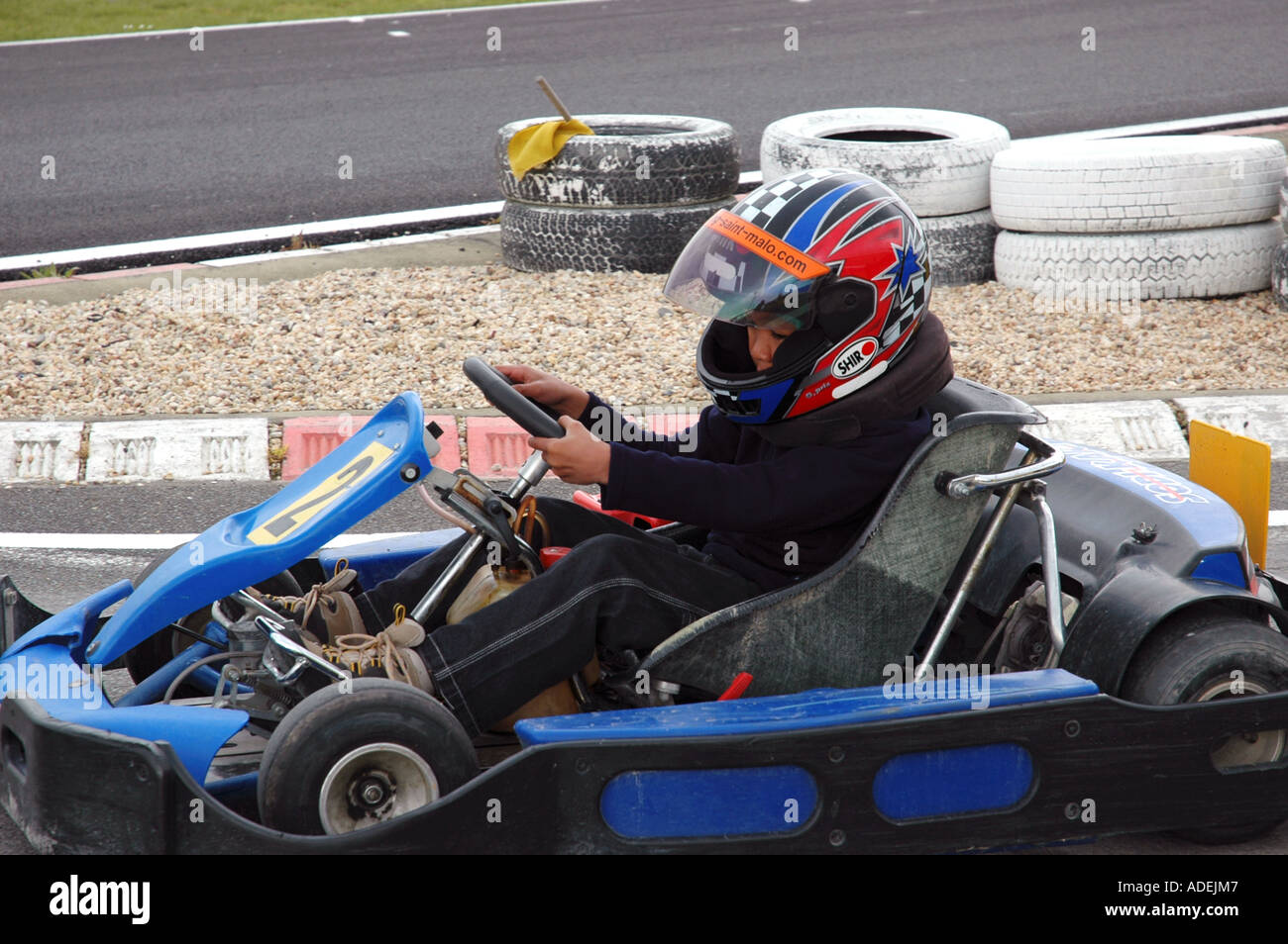 boy driving a karting Stock Photo Alamy