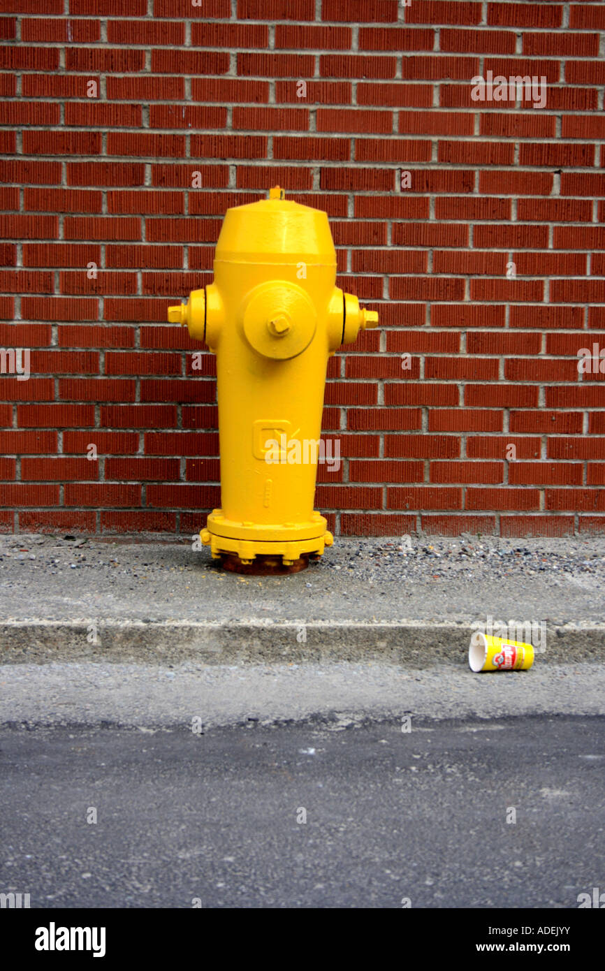 yellow hydrant in the city of Yarmouth, ,Nova Scotia, Canada.   Photo by Willy Matheisl Stock Photo