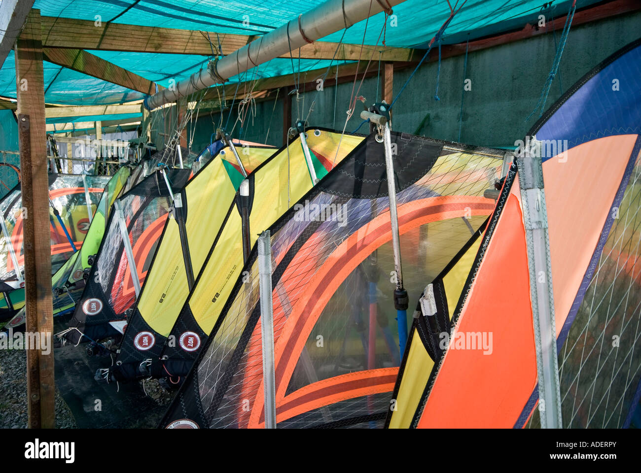 WINDSURFING SAILS STORE Stock Photo Alamy