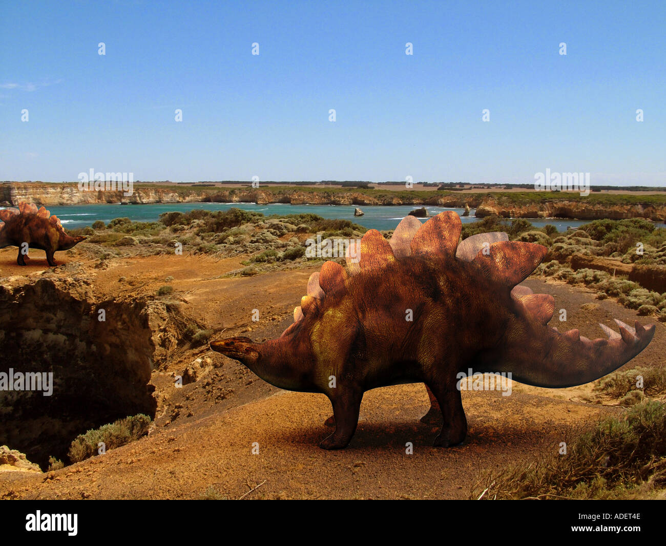 prehistoric Stegosaurus an extinct species of dinosaur 3d computer illustration Stock Photo