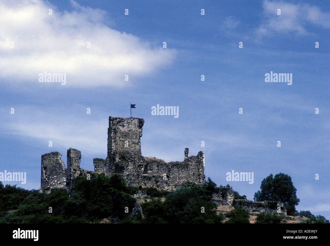 fortress, ruin, ruins, ruins of Batie, Batie, Vienne, Rhone-Alpes, France, Europe Stock Photo