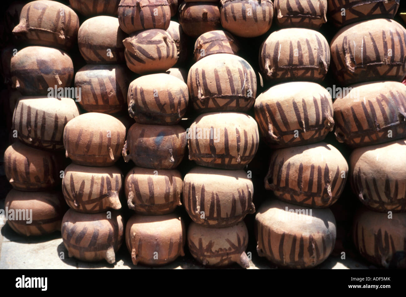 Old cooking pots in Sana'a market Yemen Stock Photo