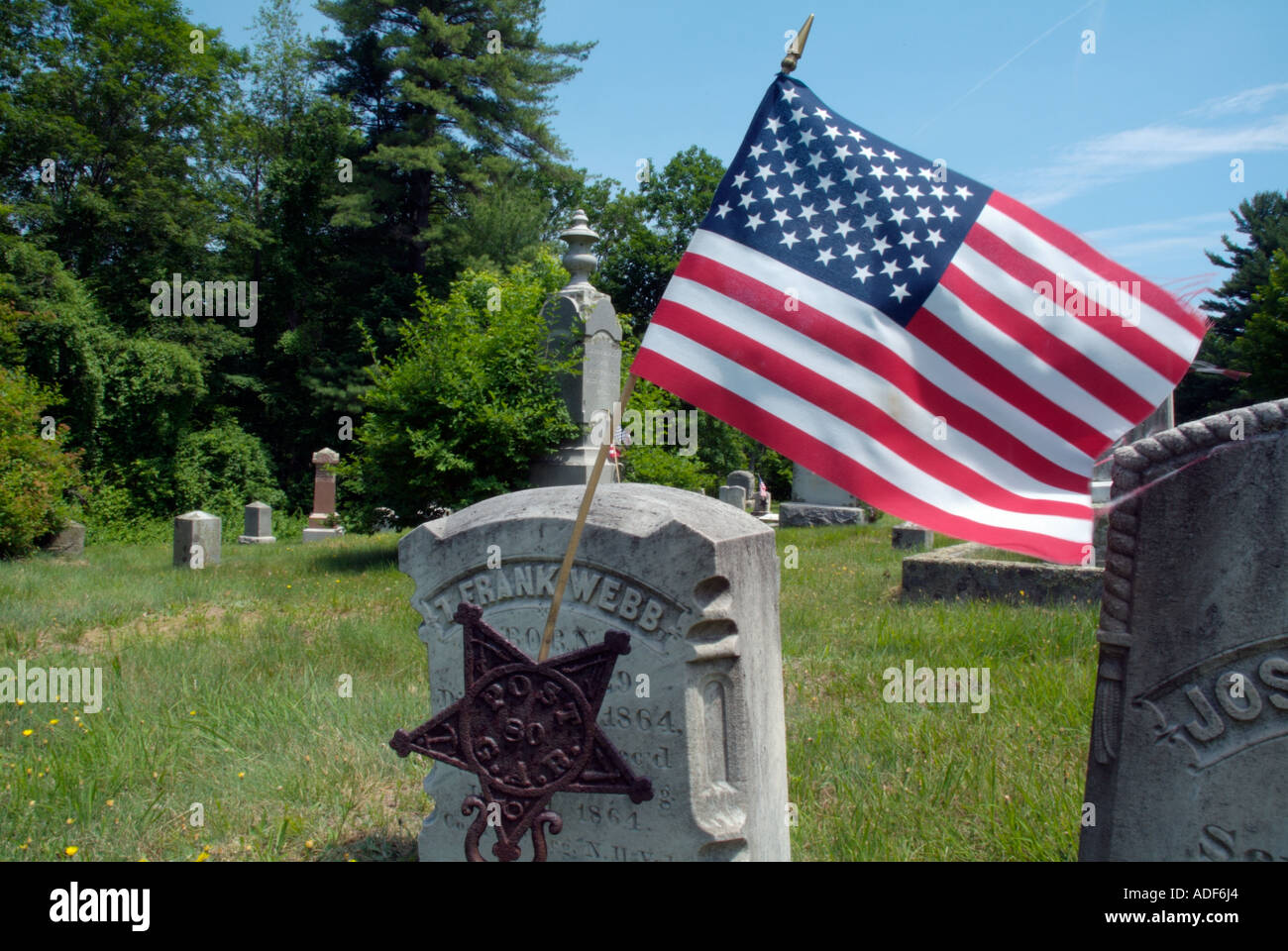 Old weathered headstones in an scenic New England graveyard Stock Photo ...