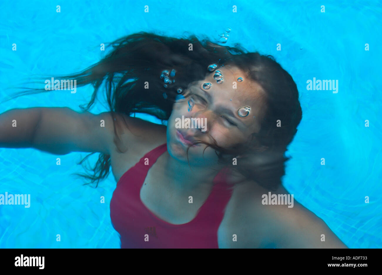 girl in red bathing suit