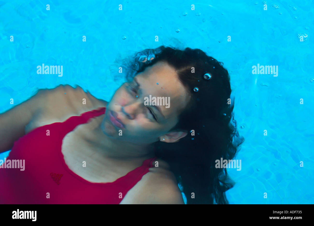 girl in red bathing suit