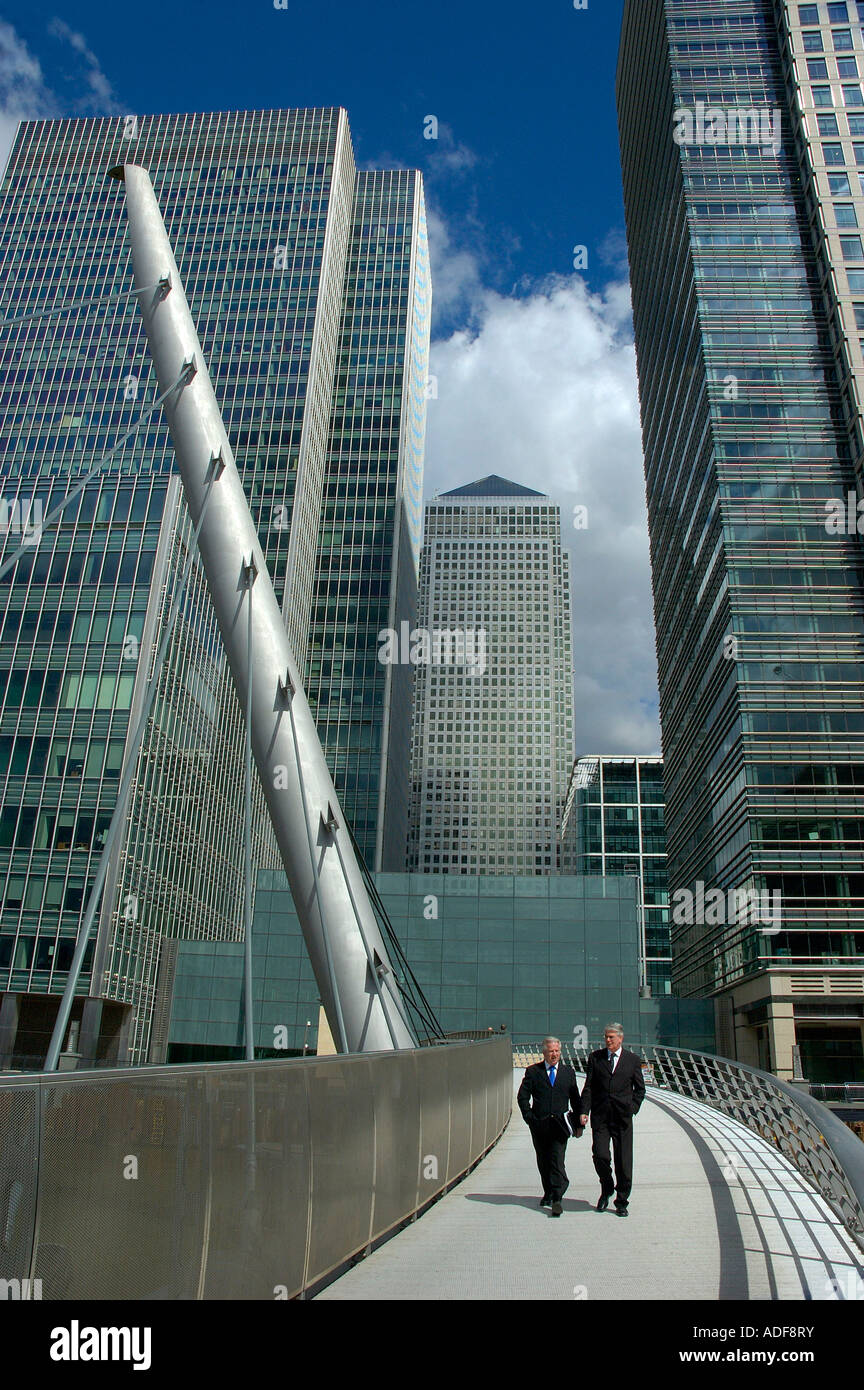 England London Docklands businessmen at Canary Wharf Stock Photo