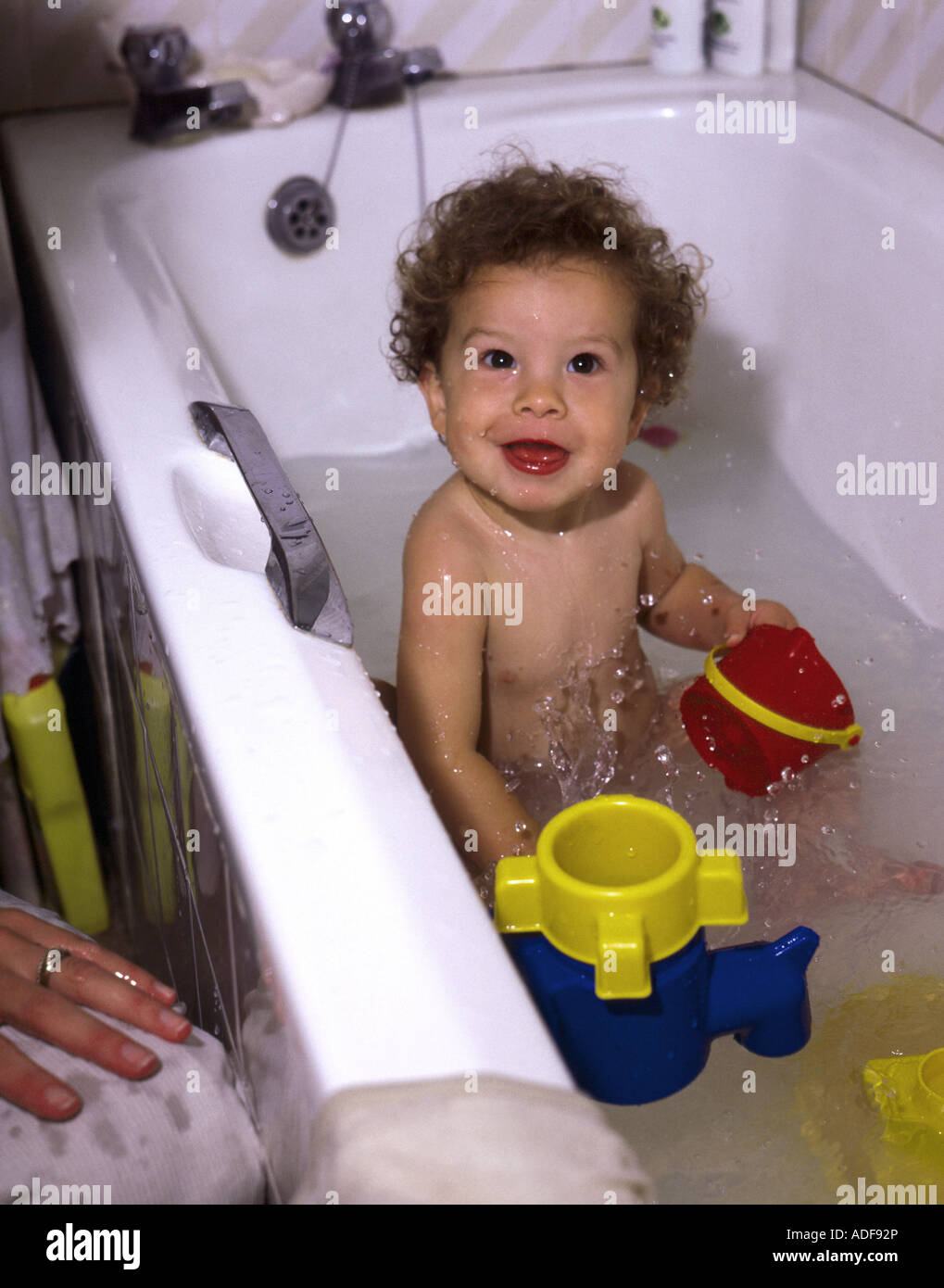 Toddler in the bath Stock Photo Alamy