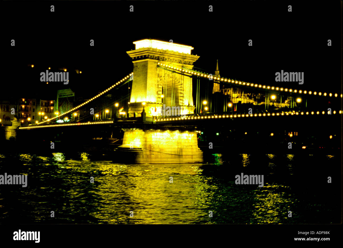 The Chain bridge over River Danube Budapest Hungary Stock Photo