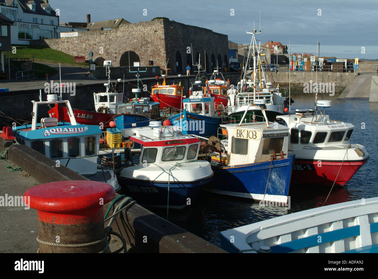 Fishing Boats Tied up in Harbour at Seahouses Northumberland England ...