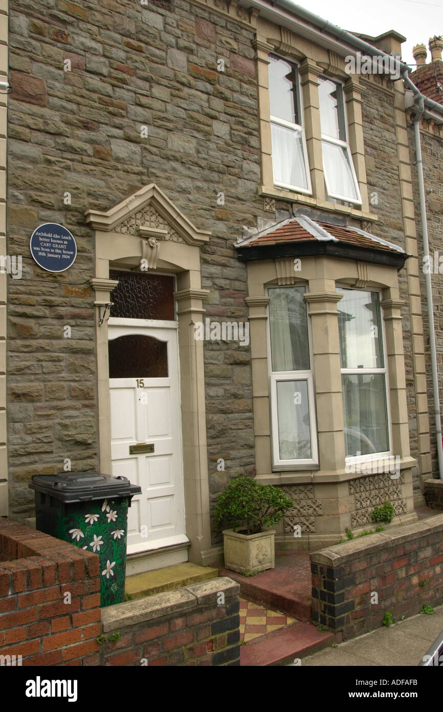 Plaque on the wall of a Bristol house where Cary Grant was born 